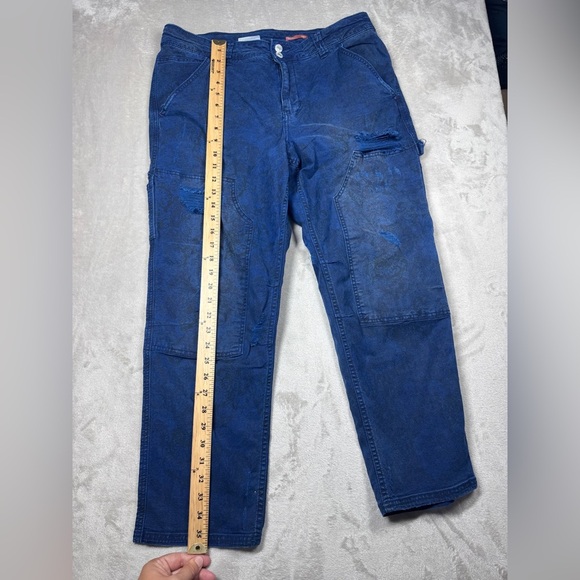Anthropologie Pilcro The Wanderer Blue Black Floral Cargo Distressed Pants 31P - Picture 10 of 17